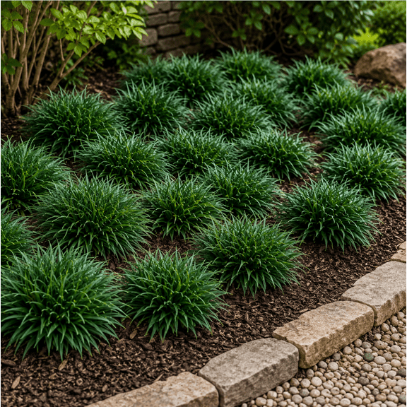 Set 2 Mondo Grass Dwarf Plants Live for Planting, Easy Care Ornamental Grass Dwarf Plant for Garden Borders and Landscape, 4-8 Inch Tall, No Pot