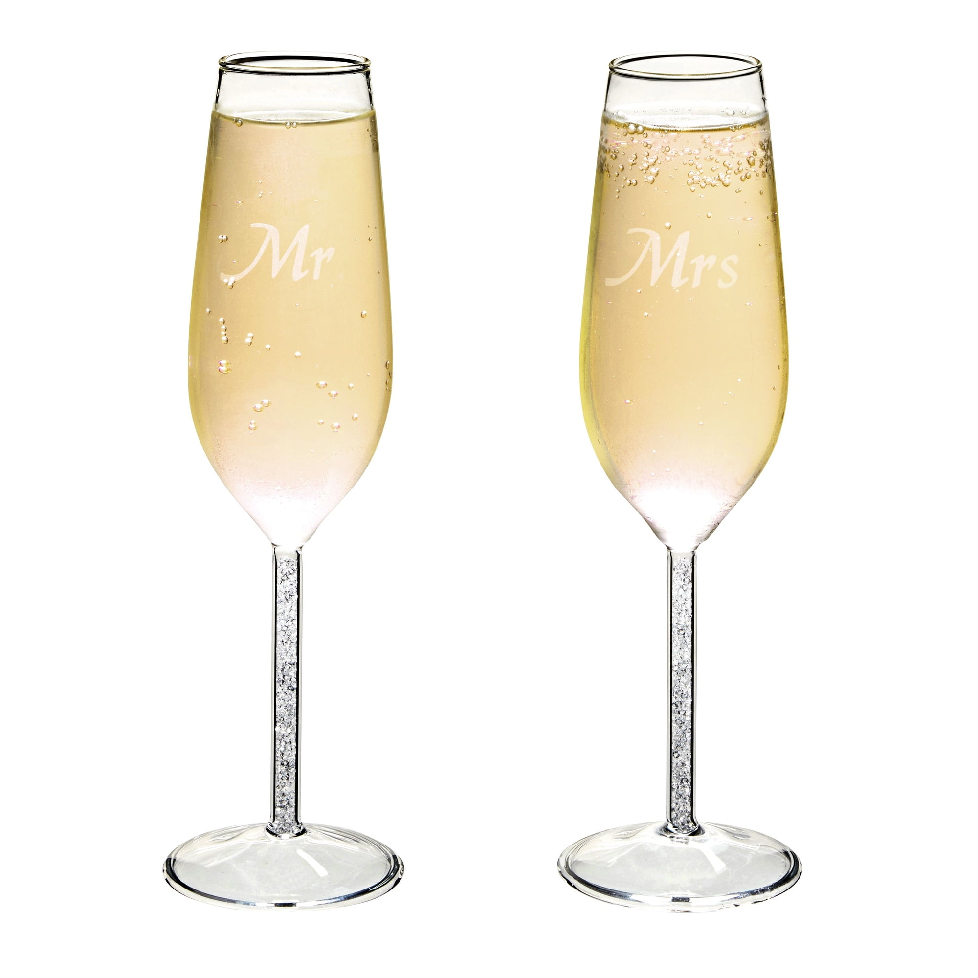 Personalized Wedding Champagne Flutes for Bride and Groom - Set of 2, 7  oz