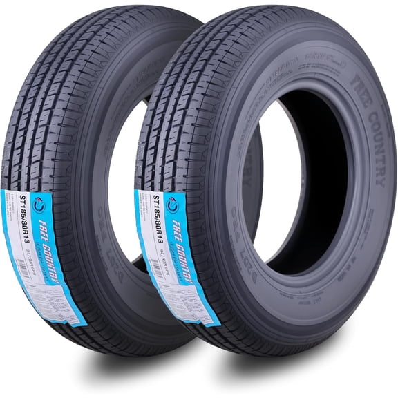 Set 2 New Premium Free Country Trailer Tires ST 185/80R13 6 Ply Load Range C Steel Belted Radial w/Featured Scuff Guard