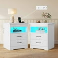thumbnail image 1 of Set of 2 Nightstand with 2 Storage Drawers and Charging Station, Modern Night Stand Bedside Table with LED Lights and Sliding Desktop, Large End Side Table for Bedroom Living Room, White, 1 of 10