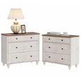 thumbnail image 1 of Set of 2 Nightstand with 6 Drawers, Large 6 Drawers Wooden Bedside Table Night Stand, Farmhouse Wide Sofa Side End Table Chest of Dresser for Living Room, Bedroom, Rustic White, 1 of 7