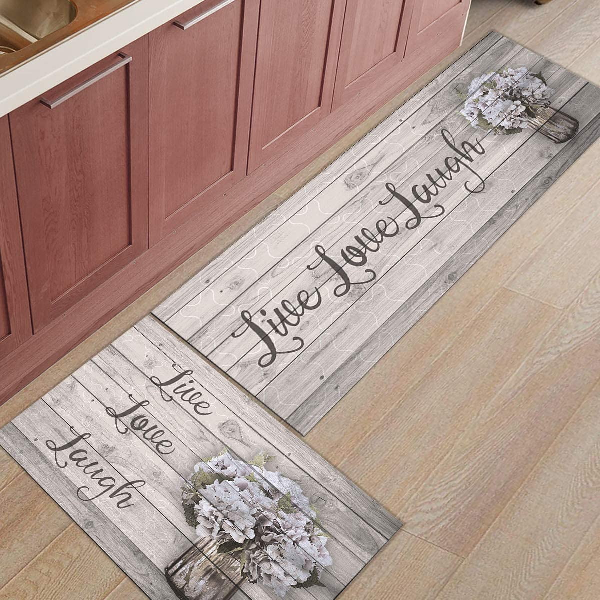 Set of 2 NonSlip Kitchen Mat Anti Fatigue 2 Piece Live Laugh Laugh