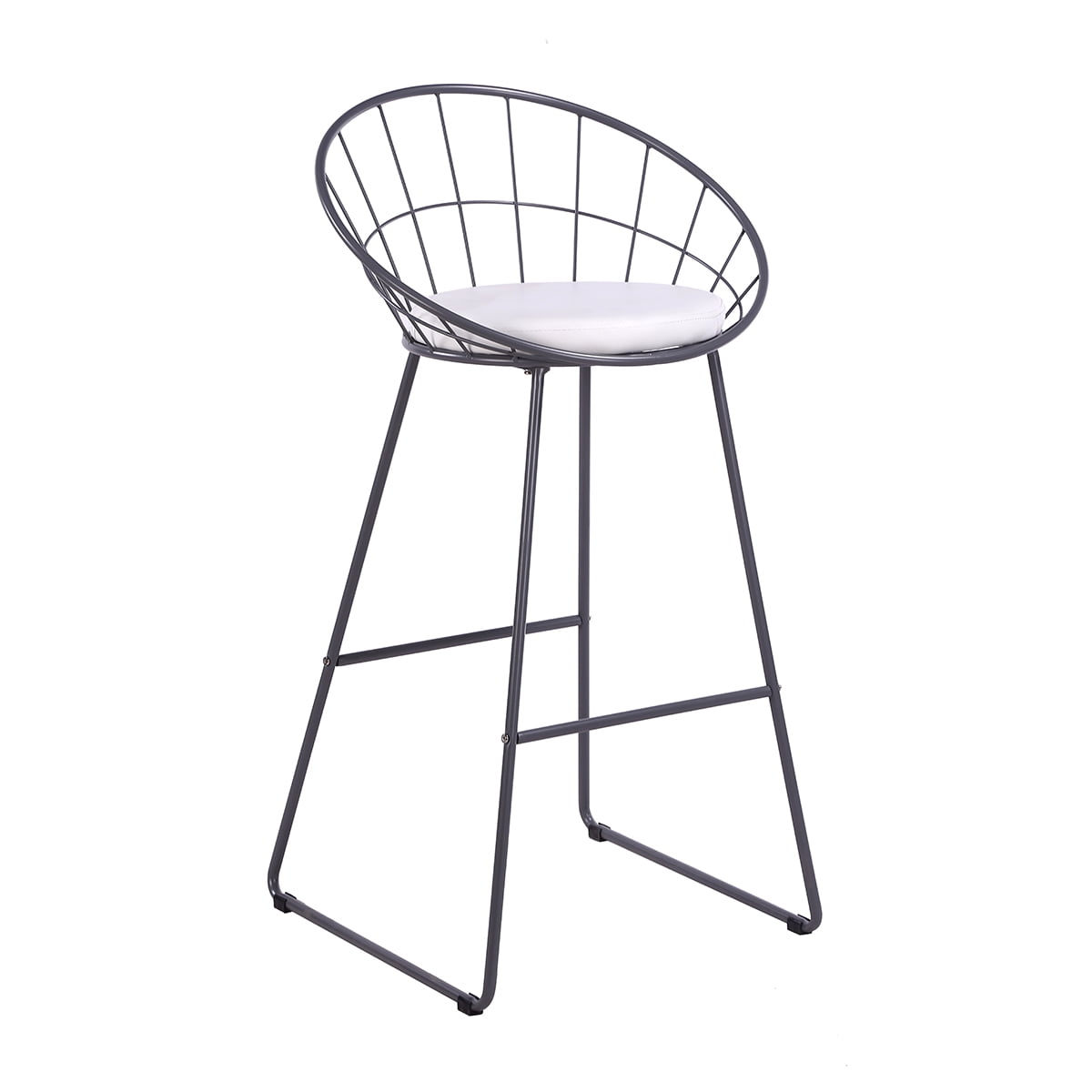 Set of 2 Nordic Industrial Counter Height Bar Stools, Curved Hollow Metal Frame Bar Stools with Padded Waterproof Faux Leather Seat, Rubber Floor Protectors for Kitchen Island Home Bar Cafe