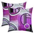 thumbnail image 1 of Set of 2 Ombre Purple Grey Pillow Covers 24x24 Inch, Oil Painting Circles Throw Pillow Covers Bedroom Decor,Modern Geometric Stripes Lines Cushion Covers,Abstract Grunge Art Decorative Pillow Covers, 1 of 7