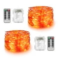 thumbnail image 1 of Set of 2 Orange Lights for Halloween - 16.4ft Battery Operated Fairy String Lights - 50 LEDs Twinkle Firefly Lights with Remote Control for Garden,Thanksgiving Day,Christmas Indoor Decoration, 1 of 7