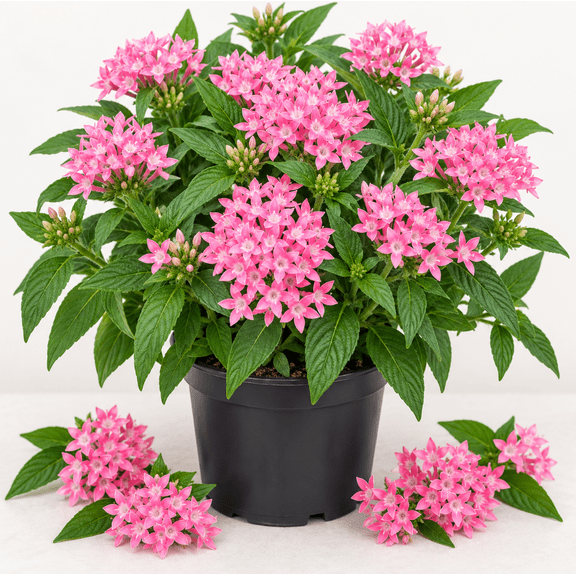 Set 2 Orchid Illusion Pentas Live Plants, 4-6 Inch Tall, Pink Flowering Garden Plants for Patio, Containers and Outdoor Spaces