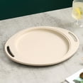 thumbnail image 1 of Set of 2 Oval Plastic Dinner Plates with Handles for Serving, Stackable Heat Resistant Dishwasher Safe Melamine Dinnerware for Home Kitchen or Restaurant, 1 of 6