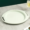 thumbnail image 1 of Set of 2 Oval Plastic Dinner Plates with Handles for Serving, Stackable Heat Resistant Dishwasher Safe Melamine Dinnerware for Home Kitchen or Restaurant, 1 of 6