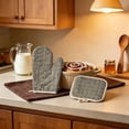 thumbnail image 1 of Set of 2 Oven Mitts and Pot Holders, Heat Resistant Kitchen Gloves Microwave Safe, Thick Cotton Padding Soft Interior, Hanging Loop Convenient Storage, for Baking Grilling Stovetop Countertop, 1 of 6