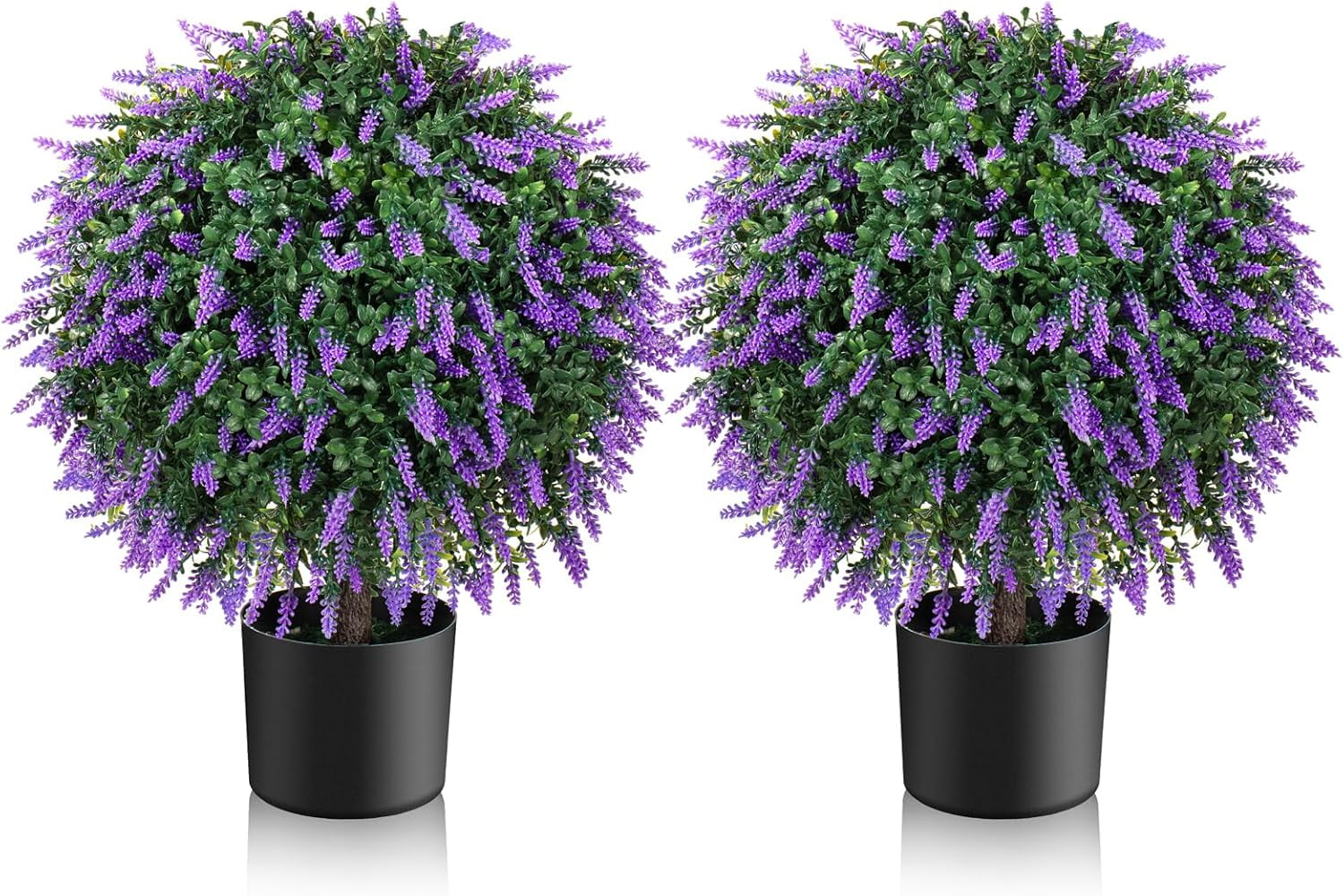 Set of 2 Pack Artificial Boxwood Topiary Ball Trees 21.6'', Outdoor