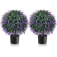 Set of 2 Pack Artificial Boxwood Topiary Ball Trees 21.6'', Outdoor