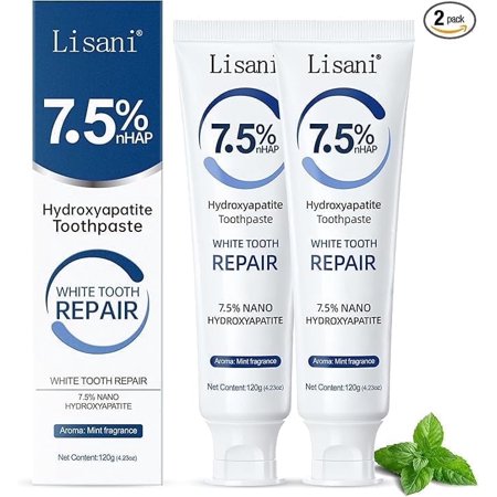 Set 2-Pack Hydroxyapatite Toothpaste for Teeth Remineralization, Enamel Repair, Sensitivity Relief & Whitening Fluoride-Free, Deep Cleaning Care, Fresh Breath