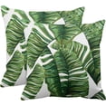 thumbnail image 1 of Set of 2 Palm Leaf Throw Pillow Covers Tropical Artistic Vintage Green Decorative Pillow Cases Home Decor Standard Square 20x20 Inches Summer White Pillowcases, 1 of 5
