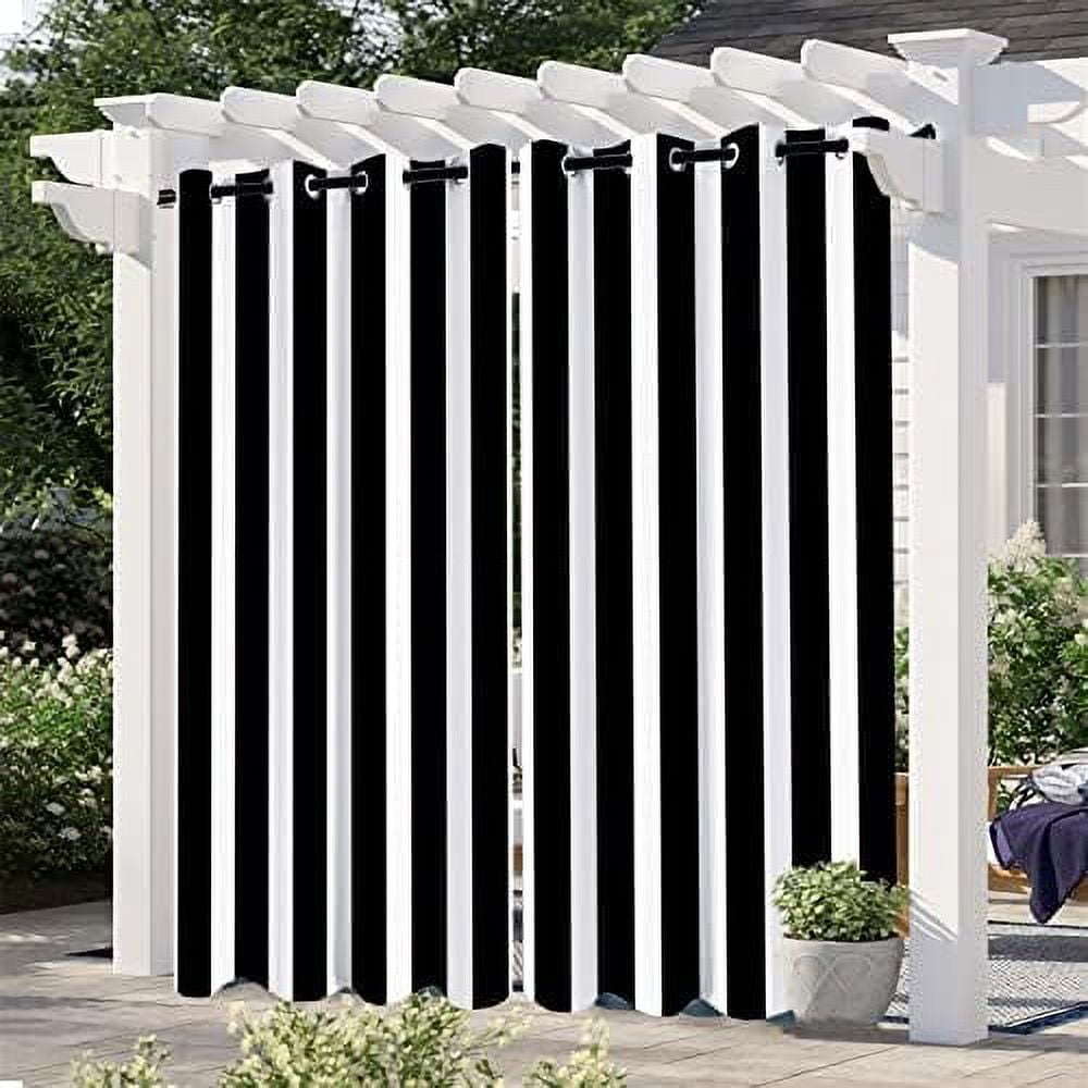 Set of 2 Panels Waterproof Outdoor Curtains Stripe Patio Shade Sun