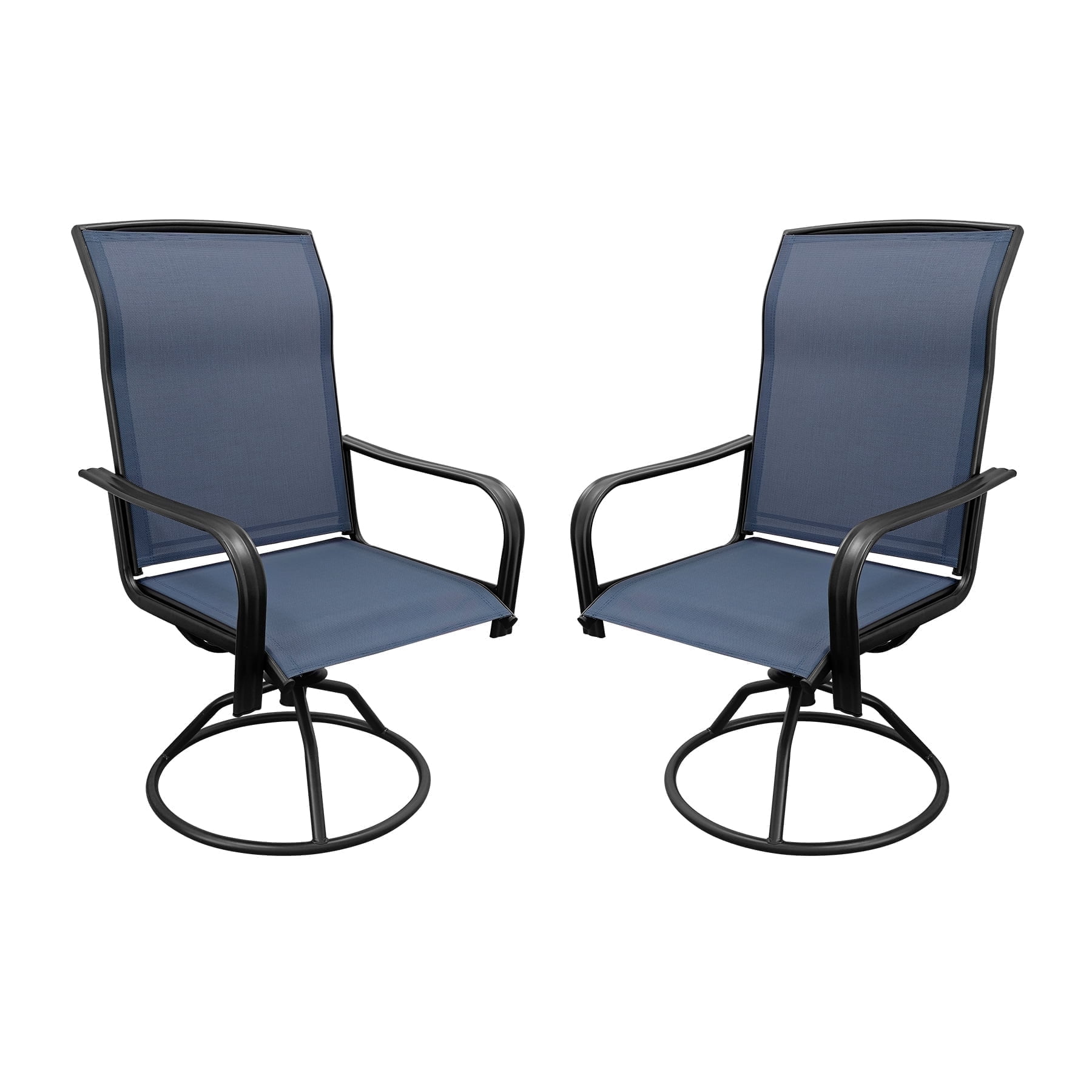 Set of 2 Patio Swivel Dinning Chairs: 360°Swivel & 15° Rocking Motion, Ergonomic High-Back with Weatherproof Teslin Fabric & Metal Frame for Backyard, Poolside, Garden & Porch