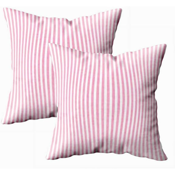 Set of 2 Pattern Stripe Pink White Colors Geometric Pattern Stripe Vertical Abstract Background Throw Pillow Covers 18X18 Inch Decorative Pillow Cases for Couch Bedroom Living Room