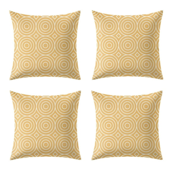 Set Of 2 Peach Skin Velvet Yellow Geometry Throw Pillow Covers for Decorative Couch Pillows for Living Room,Boho Cute Outdoor Pillows Covers for Patio Garden18x18 Inches
