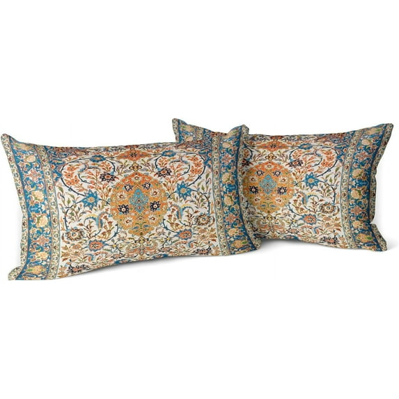 Set of 2 Persian Carpet Tribal Pattern Throw Pillow Cover Persian Ethnic Geometric Chaotic Short Plush Pillow Case 12x20 Inch Decorative Men Women Boy Girl Room Cushion Cover for Home