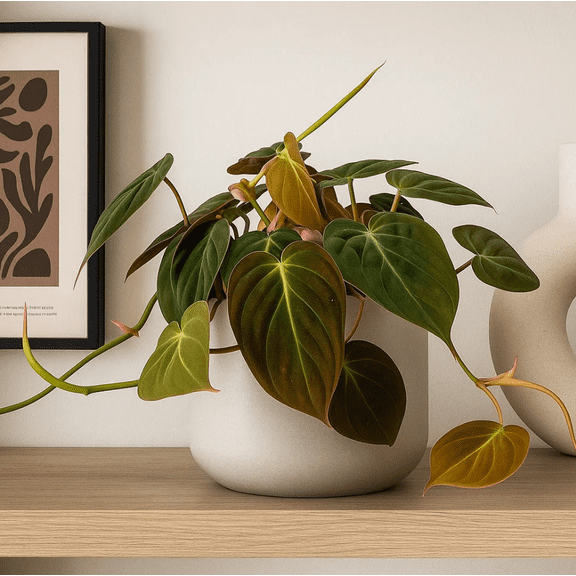 Set 2 Philodendron Micans Plants for Planting, Sweetheart Philodendron Plant, Tropical Tree in Garden, 5-8 Inch Tall, 4 Inch Pot, No Ship CA
