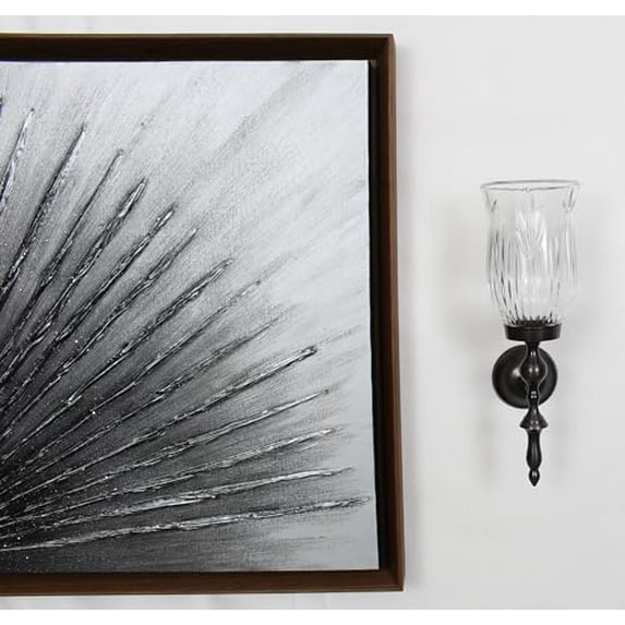 Set of 2 Pieces Wall Candle Holders Metal Sconces with Crystal Glass, Wall Decorations, Hanging Candle Sconce 14 inch Height x 4.5 inch Width Oil Rubbed Finish