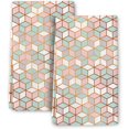 thumbnail image 1 of Set of 2 Pink Green Geometric Kitchen Towels Decorative Abstract Modern Dish Towels, Absorbent Hand Towels Tea Towels for Kitchen Decor, Farmhouse Holiday Home Dish Cloths, 1 of 6