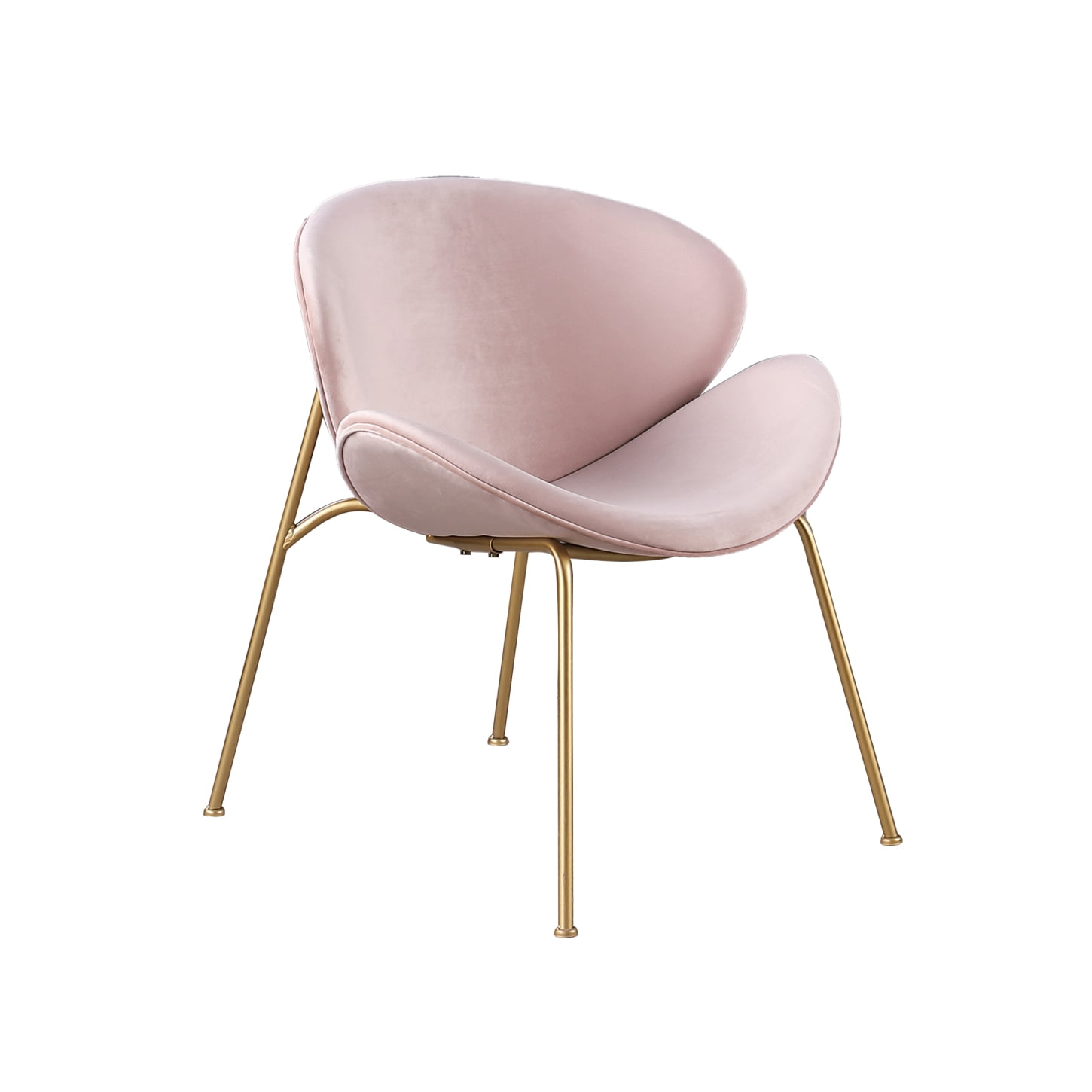 Set of 2 Pink Velvet Dining Chairs with Gleaming Gold Metal Legs, Ideal