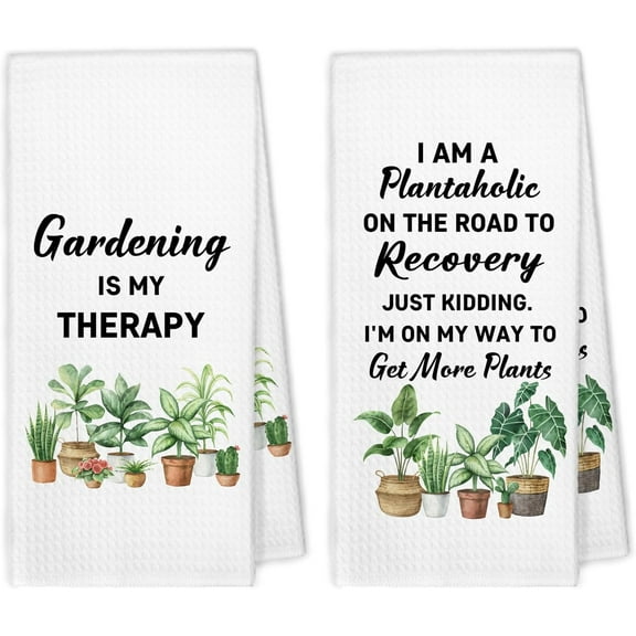 Set of 2 Plant Lover Gifts Kitchen Towels Gardening Gifts for Women Dish Hand Tea Towels, Gardening Gifts, Green Botanical Plant Lady Decorative Towels for Bathroom Kitchen, 16x24 inch