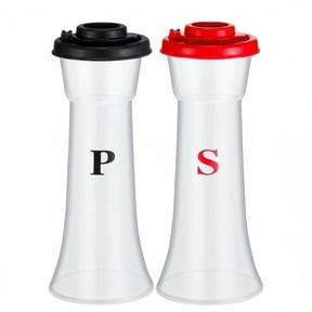 Set of 2 Plastic Salt and Pepper Shakers with Lids Large Hourglass Covered Moisture Proof Salt Shaker Pepper Container for Home Kitchen Restaurant Camping(Black Red)