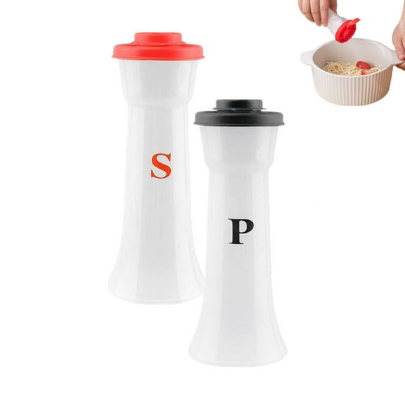 Set of 2 Plastic Salt and Pepper Shakers with Lids Large Hourglass Covered Moisture Proof Salt Shaker Pepper Container for Home Kitchen Restaurant Camping