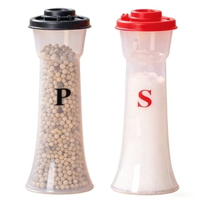 Set of 2 Plastic Salt and Pepper Shakers with Lids Large Moisture Proof Salt Shaker Pepper Container Hourglass Covered Salt and Pepper Holder for Home Kitchen Restaurant Camping