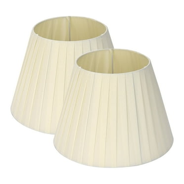 Set of 2 Beige Pleated Lamp Shades for Table Lamps, Small Empire Style Replacement Shade, 5.9" Top x 9.84" Bottom x 7" Height, Fits E26 Uno Fitter