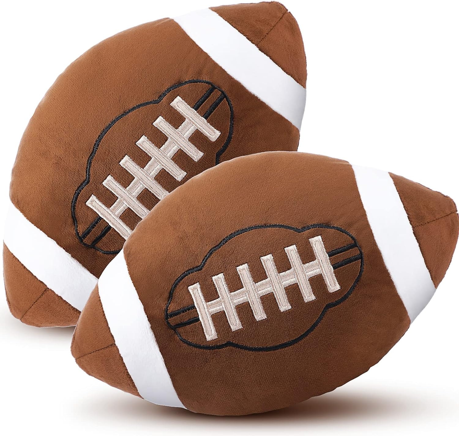 Set of 2 Plush Sports Ball Pillows Football and Basketball Soft