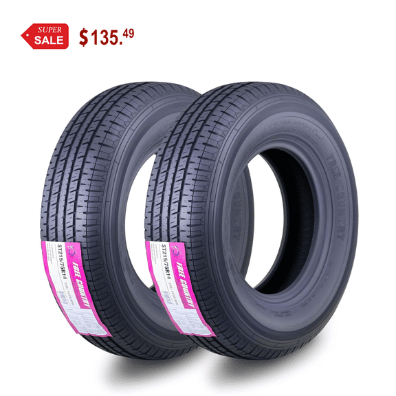 Free Country Premium ST215/75R14 8PR Load Range D w/Featured Scuff Guard Trailer Tire, Set of 2