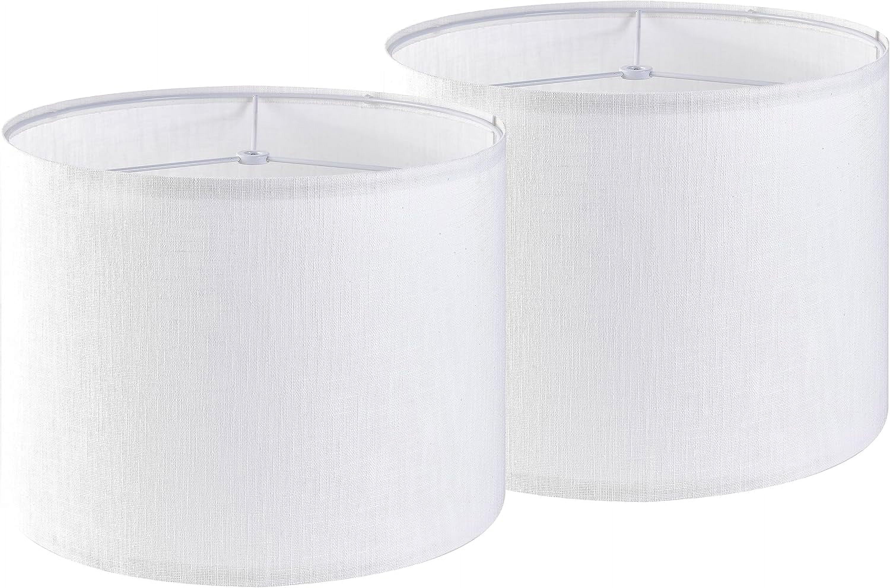 Set Of 2 Medium Fabric Lamp Shades – Beige With Deer Print, 13" Top X 13" Bottom X 10" High, For Table & Floor Lamps, DIY Assembly Required