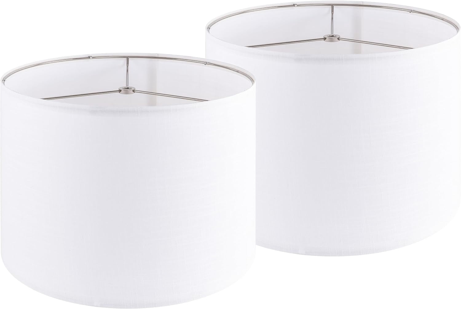 White Linen Drum Lamp Shade – 13" Top X 13" Bottom X 10" High, Spider Fitter, Replacement For Table & Floor Lamps