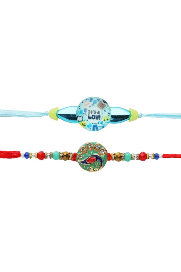Set of 2 Rakhi for Brother Rakhi Thread for Bhai Bhabhi Bhaiya Bhabhi and Bhatiji veera Raksha Bandhan Rakhi gift Pack Set Dora Bracelet Kalwa for Brother Sister Indian Traditional Festival Rakhi