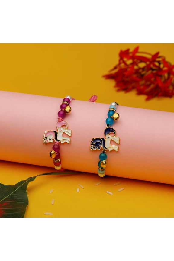 Set of 2 Rakhi for Brother Rakhi Thread for Bhai Bhabhi Bhaiya Bhatiji veera Raksha Bandhan Rakhi Set Dora Bracelet Kalwa with gift Pack in Red Bag Brother Sister Indian Traditional Festival Rakhi