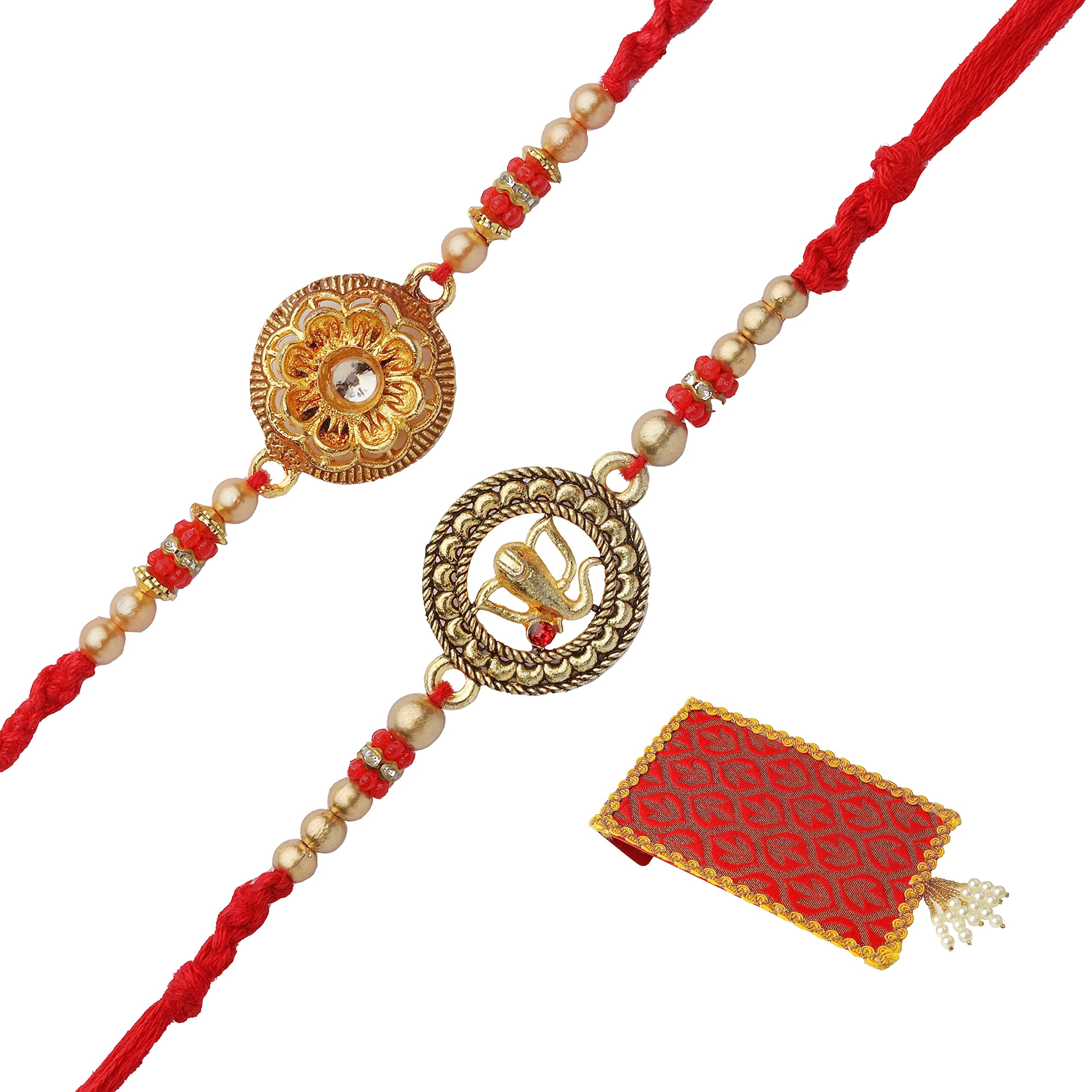 Set of 2 Rakhi for Brother Rakhi Thread for Bhai Bhabhi Bhaiya and ...