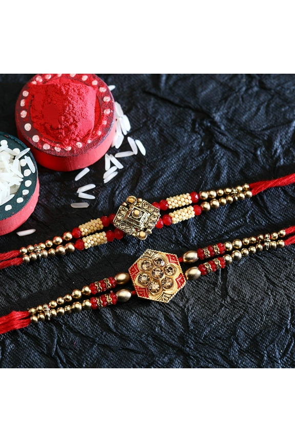 Set of 2 Rakhi for Brother Rakhi Thread for Bhai Bhabhi Bhaiya Bhabhi and Bhatiji veera Raksha Bandhan Rakhi gift Pack Set Dora Bracelet Kalwa for Brother Sister Indian Traditional Festival Rakhi