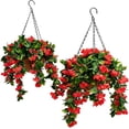 thumbnail image 1 of Set of 2 Realistic Artificial Hanging Flower Baskets with Lifelike Faux Crepe Myrtle Blooms for Outdoor and Indoor Decor, Weather Resistant and Fade Proof for Porch, Patio, and Garden, 1 of 4