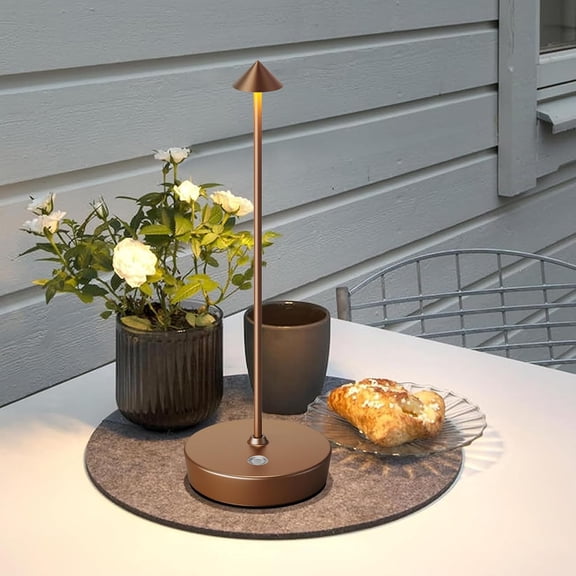 Set of 2 Rechargeable Cordless Table Lamp,6000mAh LED Battery Operated Desk Lamp Touch 3 Color Dimming Portable Outdoor Waterproof Table Light for /Restaurant/Dining/Home (Coffee)