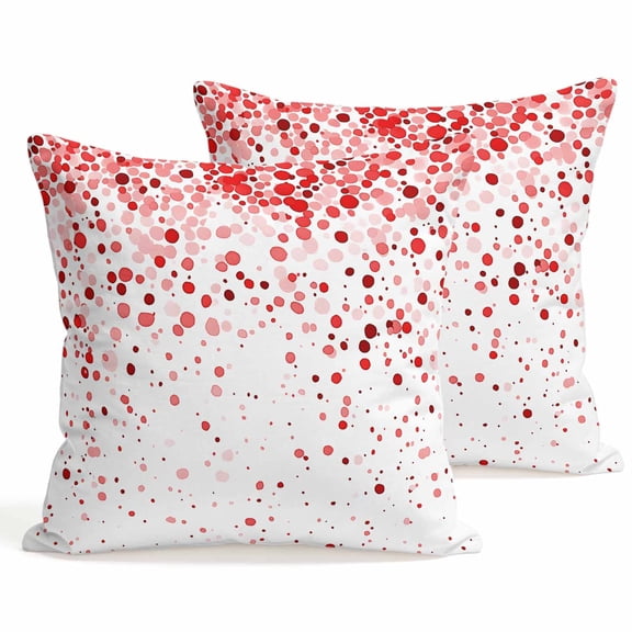 Set of 2 Red Polka Dot Pillow Covers 16x16 Inch, Watercolor Red Gradient Abstract Modern Decorative Throw Pillow Cases Cotton Cushion Covers for Sofa Couch Bed Living Room Bedroom Home Decor