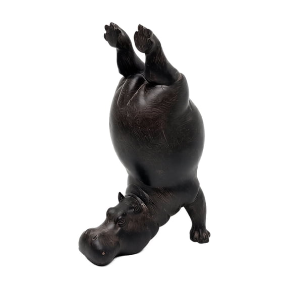 Set of 2 Resin Bookends, Black Hippo Upside Down Sculpture, Creative Desktop Bookshelf Decor, Heavy Duty Book Stand Holder for Home Office Study Room Gift