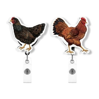 Rooster Badge Reel Holder Clip Chicken Hen Animal Retractable Name