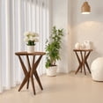 thumbnail image 1 of Set of 2 Round End Table 24'' High Side Table with Cross Legs, Mid Century Modern Accent Bedside Table for Living Room, Balcony, Bedroom or Small Spaces, Raw Walnut, 1 of 8
