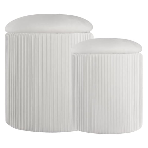 Set of 2 Round Storage Ottoman, Multifunctional Storage Ottoman with Lid and Soft Corduroy Padding, Footrest for Living Room and Bedroom, Vanity Stool for Makeup