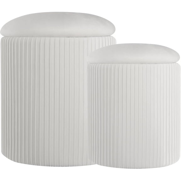 Set of 2 Round Storage Ottoman, Multifunctional Storage Ottoman with Lid and Soft Corduroy Padding, Footrest for Living Room and Bedroom, Vanity Stool for Makeup