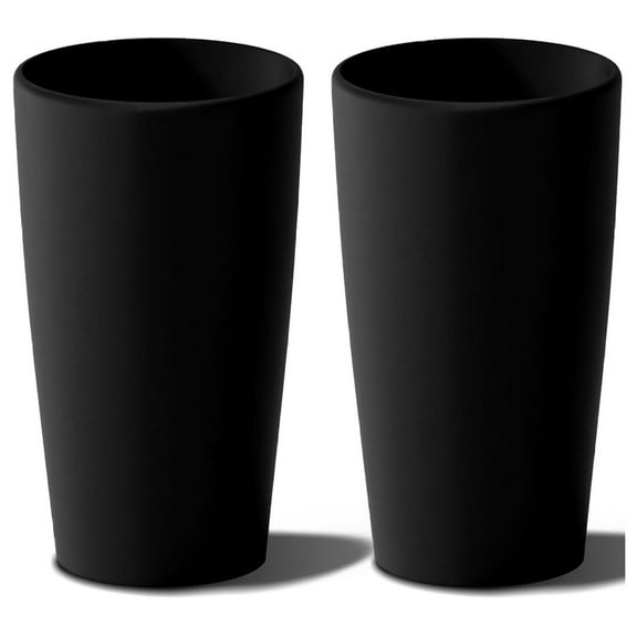 Set of 2 Round Tall Planters 22 Inch, Large Planter for Indoor Outdoor Plants, Modern Flower Pot Containers Large Decorative Tree Planter, Black 22 inch -2 Pack
