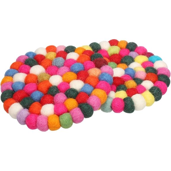 Set of 2 Round Wool Felt Coasters, Absorbent Cute Desk Coaster for Drinks Handmade Felt Table Decor Fun Merino Wool Pads for Bar Home Office Restaurants, Multicolor