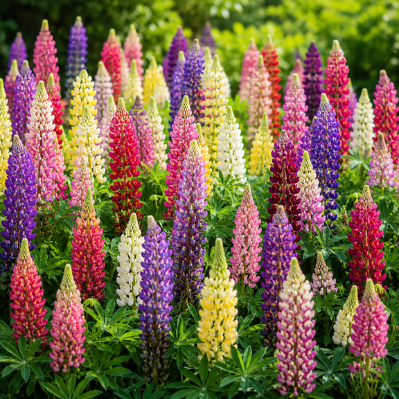 Set 2 Russell Lupine Plants Live for Planting, Mix Color Lupine Flowers, Perennial Wildflower in Home Garden, 3-5 Inch Tall